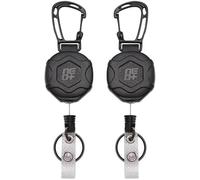 NEO+ Lot de 2 porte-clés rétractables très résistants, enrouleurs de badge, porte-badge tactique avec mousqueton en alliage de zinc amélioré, cordon en acier revêtu de 84 cm, roulement de 255 g
