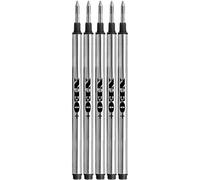 NEO+ Recharges Rollerball compatible with Montblanc - Encre Noire 0,5 mm Pointe Fine, Écriture Fluide, Longueur Standard 112-113 mm, Lot de 5