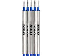 NEO+ Recharges Stylo Roller - Encre Bleue 0,5 mm Pointe Fine, Écriture Fluide, Longueur Standard 112-113 mm, Filetées (5 x BLEUE)