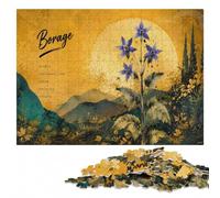 Neo-Rinpa Culinary Botanicals No. 03 - Borage Puzzle en Bois, 500 pièces | Puzzle pour passionné - montage des bords jusqu'aux détails de l'image le w nd.