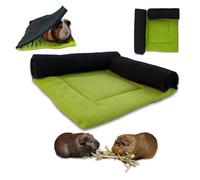 NEO SOLVO Coussin Polaire avec 2 Tunnels Roulés pour Cochon d'Inde et Lapin - 30 x 30 cm - Absorbant et Confortable - Combinable pour créer Une Aire de Jeu Unique