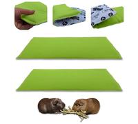 NEO SOLVO Lot de 2 Tapis de Jeu en Polaire pour Cochon d'Inde et Lapins - Tout en Un, C'est Une Couverture, Un Tunnel Géant, Une Maison, Un Coussin et Un Lit - 35cm x 70cm - Vert