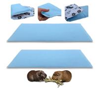 NEO SOLVO Lot de 2 Tapis de Jeu en Polaire pour Cochon d'Inde et Lapins - Tout en Un, C'est Une Couverture, Un Tunnel Géant, Une Maison, Un Coussin et Un Lit - 35cm x 70cm - Bleu