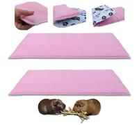 NEO SOLVO Lot de 2 Tapis de Jeu en Polaire pour Cochon d'Inde et Lapins - Tout en Un, C'est Une Couverture, Un Tunnel Géant, Une Maison, Un Coussin et Un Lit - 35cm x 70cm - Rose