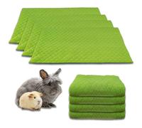 NEO SOLVO Lot de 4 - Tapis Litière Polaire pour Cochon d'Inde et Lapin - 60 x 120 cm Vert avec Une Couverture Tunnel Polaire séparée - Absorbant et Imperméable - Cage et Enclos