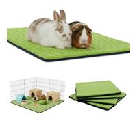 NEO SOLVO Lot de 4 Tapis Litière Polaire pour Cochon d'Inde et Lapin - Absorbant et Imperméable - Lavable - Cage et Enclos - 120 x 60 cm - Vert