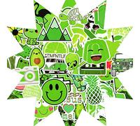 NEO SOLVO - Pack de 50 Autocollants (Stickers) de 5cm à 7cm en Vinyle PVC, Waterproof et Repositionnables - Thème Fun Vert