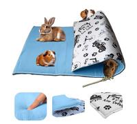 NEO SOLVO Tapis de Jeu en Polaire pour Cochon d'Inde et Lapins - Tout en Un, C'est Une Couverture, Un Tunnel Géant, Une Maison, Un Coussin et Un Lit - 70cm x 105cm - Bleu