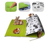 NEO SOLVO Tapis de Jeu en Polaire pour Cochon d'Inde et Lapins - Tout en Un, C'est Une Couverture, Un Tunnel Géant, Une Maison, Un Coussin et Un Lit - 60cm x 120cm - Vert