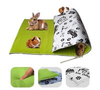 NEO SOLVO Tapis de Jeu en Polaire pour Cochon d'Inde et Lapins - Tout en Un, C'est Une Couverture, Un Tunnel Géant, Une Maison, Un Coussin et Un Lit - 70cm x 105cm - Vert