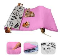 NEO SOLVO Tapis de Jeu en Polaire pour Cochon d'Inde et Lapins - Tout en Un, C'est Une Couverture, Un Tunnel Géant, Une Maison, Un Coussin et Un Lit - 70cm x 140cm - Rose