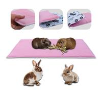 NEO SOLVO Tapis de Jeu en Polaire pour Cochon d'Inde et Lapins - Tout en Un, C'est Une Couverture, Un Tunnel Géant, Une Maison, Un Coussin et Un Lit - 35cm x 70cm - Rose