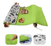 NEO SOLVO Tapis de Jeu en Polaire pour Cochon d'Inde et Lapins - Tout en Un, C'est Une Couverture, Un Tunnel Géant, Une Maison, Un Coussin et Un Lit - 70cm x 140cm - Vert