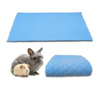 NEO SOLVO Tapis Litière Polaire pour Cochon d'Inde et Lapin - 70 x 105 cm Bleu avec Une Couverture Tunnel Polaire séparée - Absorbant et Imperméable - Facile à Nettoyer - Pliable - Cage et Enclos