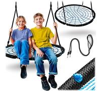 Neo-Sport Balançoire nid d'extérieur, 100 cm, avec Armature, Charge maximale : 150 kg, imperméable, Ronde, Noir et Bleu