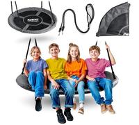 Neo-Sport Balançoire nid d'extérieur, 120 cm, avec Armature, Charge maximale : 150 kg, imperméable, Ronde, Noir/Gris