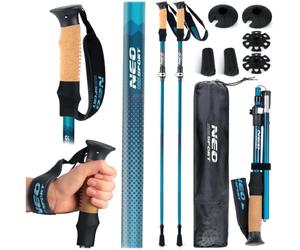 Neo-Sport Bâtons de Marche Marche Marche Nordique Pliable réglable 85-130 cm poignée en liège d'aluminium 1 Paire Bleu