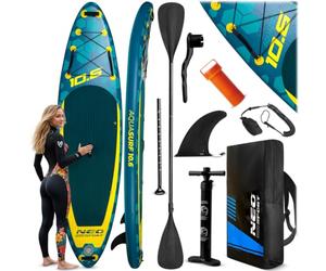 Neo-Sport Planche de Stand up Paddle Aquasurf 10.6 - Kit Complet pour débutants et Loisirs - 320 x 84 x 15 cm - Charge maximale : 140 kg - avec pagaie, Pompe, Leash et Sac à Dos