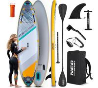 Neo-Sport Sup Planche Gonflable - 320 cm - Kit d'accessoires - Pompe à Main Paddle Leash Sac à Dos - Aquasurf 10.6