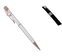 NEO+ Stylo à bille de qualité avec cristaux - 1 recharges et pochette pour stylo incluses (Pendentif blanc)