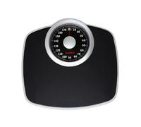 TERRAILLON - NEO T - Pèse personne mécanique, Large plateau métal avec revêtement anti-dérapant, Grand cadran haute lisibilité, Balance robuste, Capacité 180 kg, Graduation 1 kg, Noir et Argent