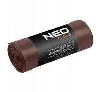 NEO TOOLS Sacs poubelle - Sacs poubelle extra solides - Rouleaux marron - Volume de 60 l - Sacs poubelle solides et résistants à la déchirure - Épaisseur du film : 35 microns