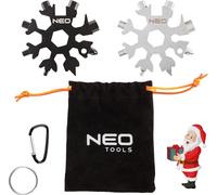 NEO TOOLS 19 en 1 Flocon de neige Outil multifonctionnel Hommes Cadeaux | Snowflake Multitool en acier inoxydable - 2 pièces avec mousqueton, porte-clés