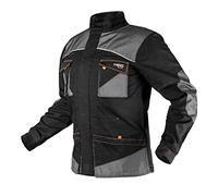 NEO TOOLS HD Slim Homme Sweat de Travail Gris 60% Coton, 37% Polyester, 3% Elasthanne, Près du Corps, Tissu Oxford, Poches, Coudes profilés, Réfléchis