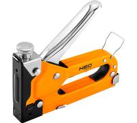 NEO TOOLS Agrafeuse pour meubles Agrafeuse manuelle , 4-14 mm, pour agrafes J, corps en métal, force d'agrafage réglable, poignée profilée, serrure de sécurité, agrafeuse de tapissier