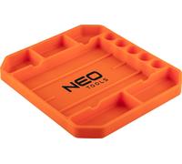 NEO TOOLS bac à outils, silicone, 25,7 x 23,2 x 2,5 cm ; 6 compartiments, 5 porte-embouts, antidérapant, léger, protège les outils et l'équipement d'atelier, flexible, antidérapant
