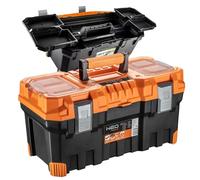 NEO TOOLS Boîte à Outils 22 pouces Caisse de Rangement Outils 55,4 x 28,6 x 27,6 cm avec Organiseurs Couvercle Plateau Amovible Poignée Caoutchoutée