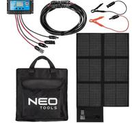 NEO TOOLS Chargeur de Panneau Solaire Portable 100/120/140/200 W - Chargeur Solaire - pour recharger Les appareils USB - Batterie Portable - Étanche - Camping Survie (120 W)