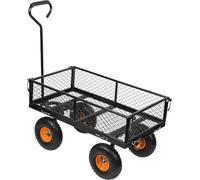 NEO TOOLS Chariot à bras 300 kg avec grilles métalliques - chariot de transport avec côtés rabattables - cadre en acier - roues avant pivotantes - chariot à main- chariot de jardin