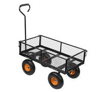 NEO TOOLS Chariot de transport de 300 kg avec grilles métalliques - Chariot de transport avec côtés pliables - Cadre en acier - Roues avant pivotantes - Roues gonflables de 10" - Chariot à main -