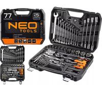 NEO TOOLS Clé à douille 1/4" 1/2", jeu de 77 pièces - CrV - (Douille, douilles, tournevis à douille) en coffret