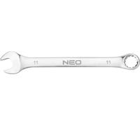 NEO TOOLS Clé mixte 11 x 150 mm, acier CrV, DIN3113, poinçonnage, satiné, tête polie pliée sous un angle de 15°, certificat M+T