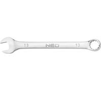 NEO TOOLS Clé mixte 13 x 170 mm, acier CrV, DIN3113, poinçonnage, satiné, tête polie courbée sous l'angle 15°, certificat M+T
