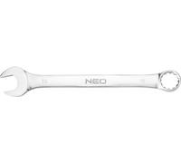NEO TOOLS Clé mixte 18 x 220 mm, acier CrV, DIN3113, poinçonnage, satiné, tête polie courbée sous l'angle 15°, certificat M+T