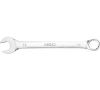 NEO TOOLS Clé mixte 19 x 230 mm, acier CrV, DIN3113, poinçonnage, satiné, tête polie courbée sous l'angle 15°, certificat M+T