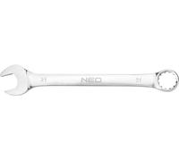 NEO TOOLS Clé mixte 21 x 250 mm, acier CrV, DIN3113, poinçonnage, satiné, tête polie pliée sous un angle de 15°, certificat M+T