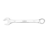 NEO TOOLS Clé mixte en acier CRV DIN3113 avec dépression satinée tête polie courbée sous l'angle 15° Certificat TÜV M+T Garantie 25 ans (27 x 310 mm)