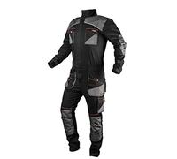 NEO TOOLS Combinaison de travail HD Slim 60 % coton, près du corps, poches, coudes et genoux profilés, taille élastique, poches au genou, coutures triples, extension de jambe, réflexion, Noir , XXXL