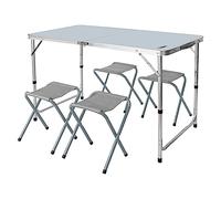 NEO TOOLS Ensemble de camping : table pliante et 4 chaises pliantes, pliées dans une valise, meubles de camping dans une valise - Kit mobile bivouac, équipement de camping, alternative pour le jardin