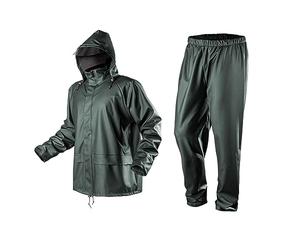 NEO TOOLS Ensemble Imperméable avec Capuche et Surpantalon Imperméable pour Homme - Taille M-XXXL - Coutures collées Fermetures Éclair et poches étanches - Bleu 170 g/m² ou 310 g/m² Vert