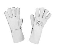 NEO TOOLS Gants de soudeur Long Comfort en cuir pleine fleur de vachette - Gants de travail également adaptés pour le barbecue - Gants de sécurité pour homme et femme - Gris - Taille : 10
