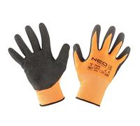 NEO TOOLS Gants de travail de sécurité robustes Gants de Constructeur, Gants de Jardinage, Gants de Mécanicien Légers - Gants de montage solides avec revêtement en latex - 8-11 (Orange, 10)