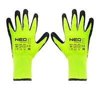 NEO TOOLS Gants de travail isolés en polyester revêtu de latex 4142X, résistants à l'abrasion, aux coupures, résistants à la déchirure, revêtement antidérapant ; tailles 8-10