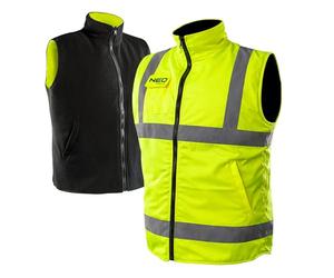 NEO TOOLS Gilet de Sécurité Professionnel 2en1 en Polaire, Coupe-vent et Imperméable ou ensemble avec Pantalon Imperméable - Taille. S-3XL pour Hommes | Réversibles, Réfléchissants d'un Côté