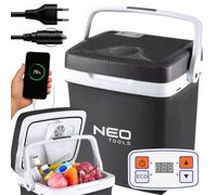 NEO TOOLS Glacière de voyage 2 en 1 Chauffage et réfrigération 3,8 kg, 26 l, mode Eco, alimentation 230 V et 12 V, panneau de commande électronique, cordon d'alimentation HO3VVH2-F, port USB