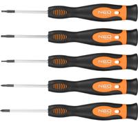 NEO TOOLS Jeu de tournevis de précision, jeu de 5, acier S2, manche triangulaire, repose-pouce profilé, poignée recouverte de plastique TPR